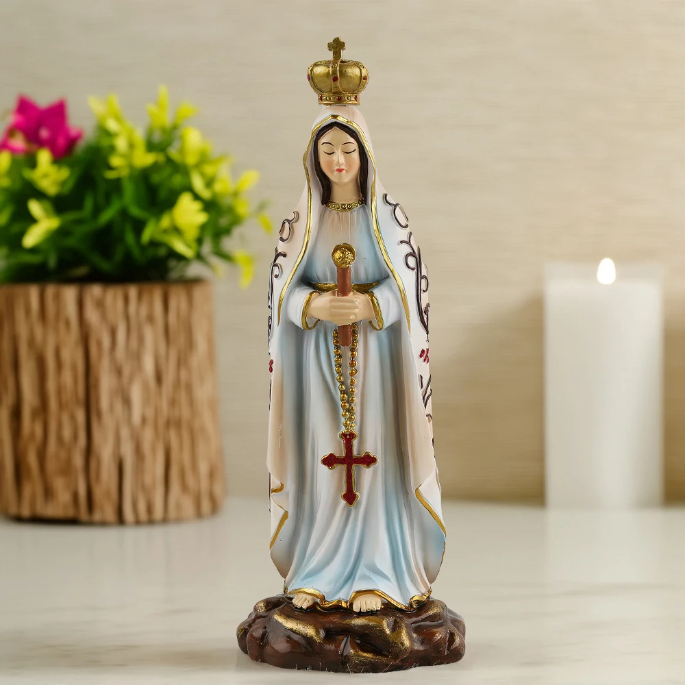 Fatima Madonna ornament, Resin icon sculpture, Catholic figures statue of the Virgin Mary, Church home decoration crafts