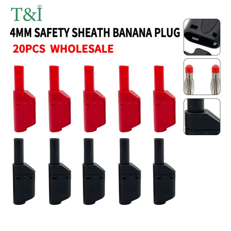 

20Pcs 4mm Safety Sheath High-Voltage Banana Plug with Stackable Design and Solderable Connector