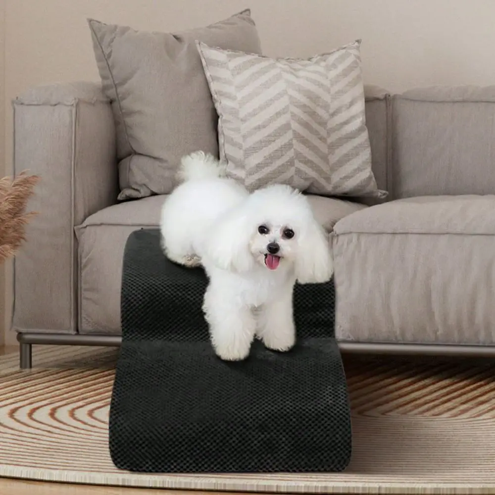 

Stairs For Small Dogs, High Density Foam Dog Ramp, Extra Wide NonSlip Pet Steps For High Beds Or Couch, Soft Foam Doggie Ladder