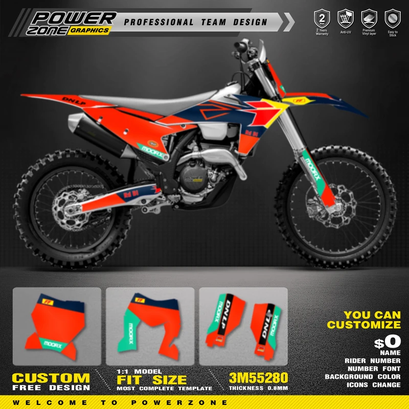 PowerZone Custom Team Graphics Decals For 3M Stickers Kit For KTM 23-25SXF 24-26 EXC Motorcycle  Stickers 043