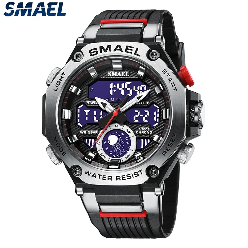 

2023 Quartz Wristwatches Sport SMAEL Military Army Clock Alarm Dual Display LED Electronic Watch 8069 Waterproof Watches For Men