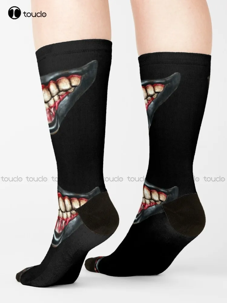 Funny Big Mouth Big Teeth Facemask | Spooky Halloween Funny Big Mouth Face Socks Work Socks Streetwear 360° Digital Print Art