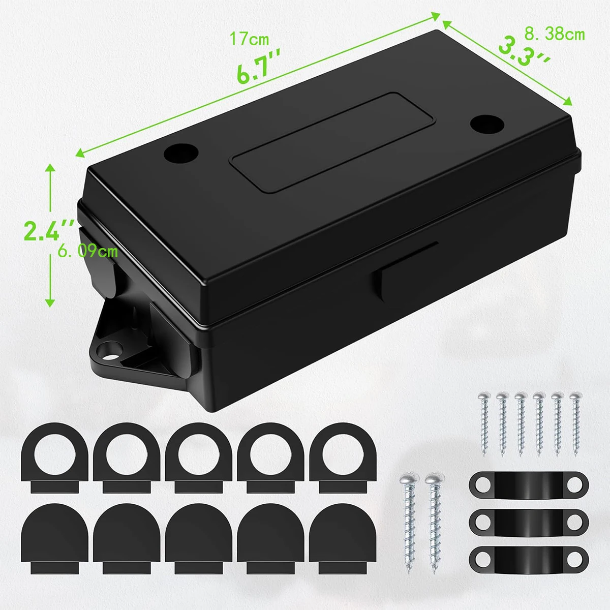 7-Way Trailer Junction Box Kit with 7 Terminal Studs, Heavy-Duty Weatherproof Wiring Box for RV Camper Trailer Light Rewiring