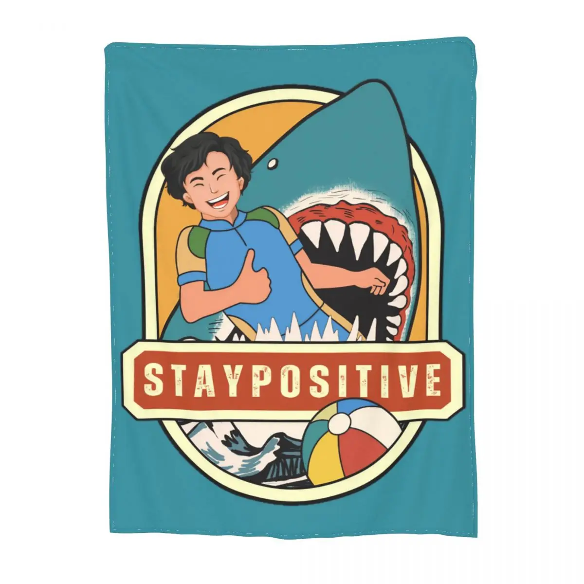 Humor Stay Positive Blanket Coral Fleece Plush Bed Shark Lover Throw Blankets Relax Ultra-Soft for Travel Quilt