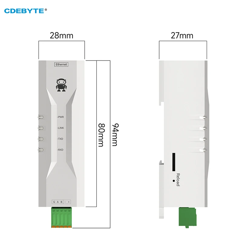 RS485 to Ethernet Serial Server CDEBYTE NA111-M DC 8～28V RS485 RJ45 TCP/UDP MQTT Small Size Modbus Industrial Grade AT Command