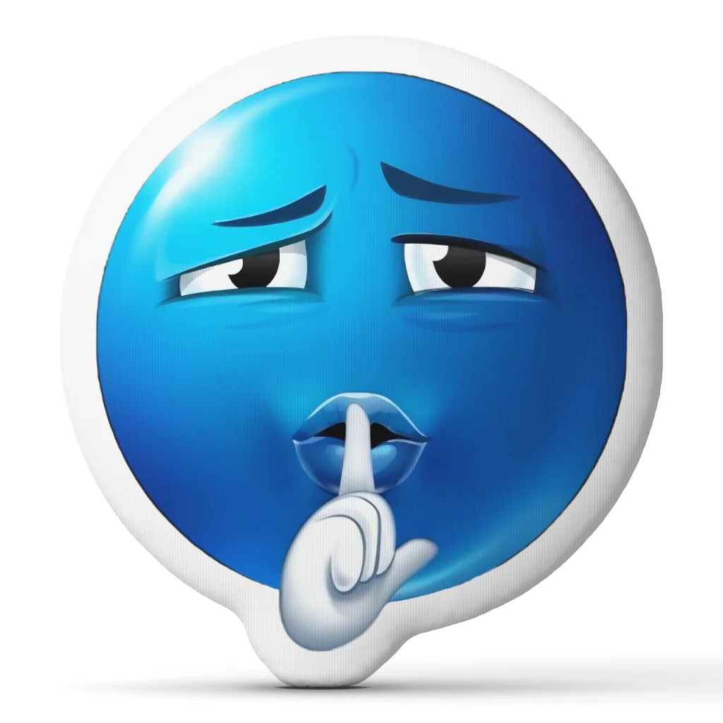 Blue Shushing Face Emoji Round Shaped Stuffed Pillow Quiet Gesture Cushion Throw Pillow for Sofa Living Room Home Decor Gift