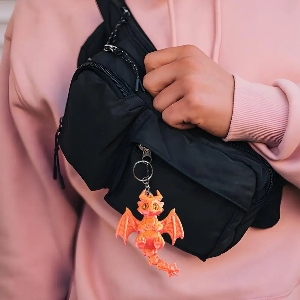 ثلاثية الأبعاد المطبوعة المفاتيح التنين المجنح تصميم كيرينغ مع تتحرك الذيل أكياس الأمتعة المدرسية قلادة على شكل تنين المفاتيح سيارة كيرينغ