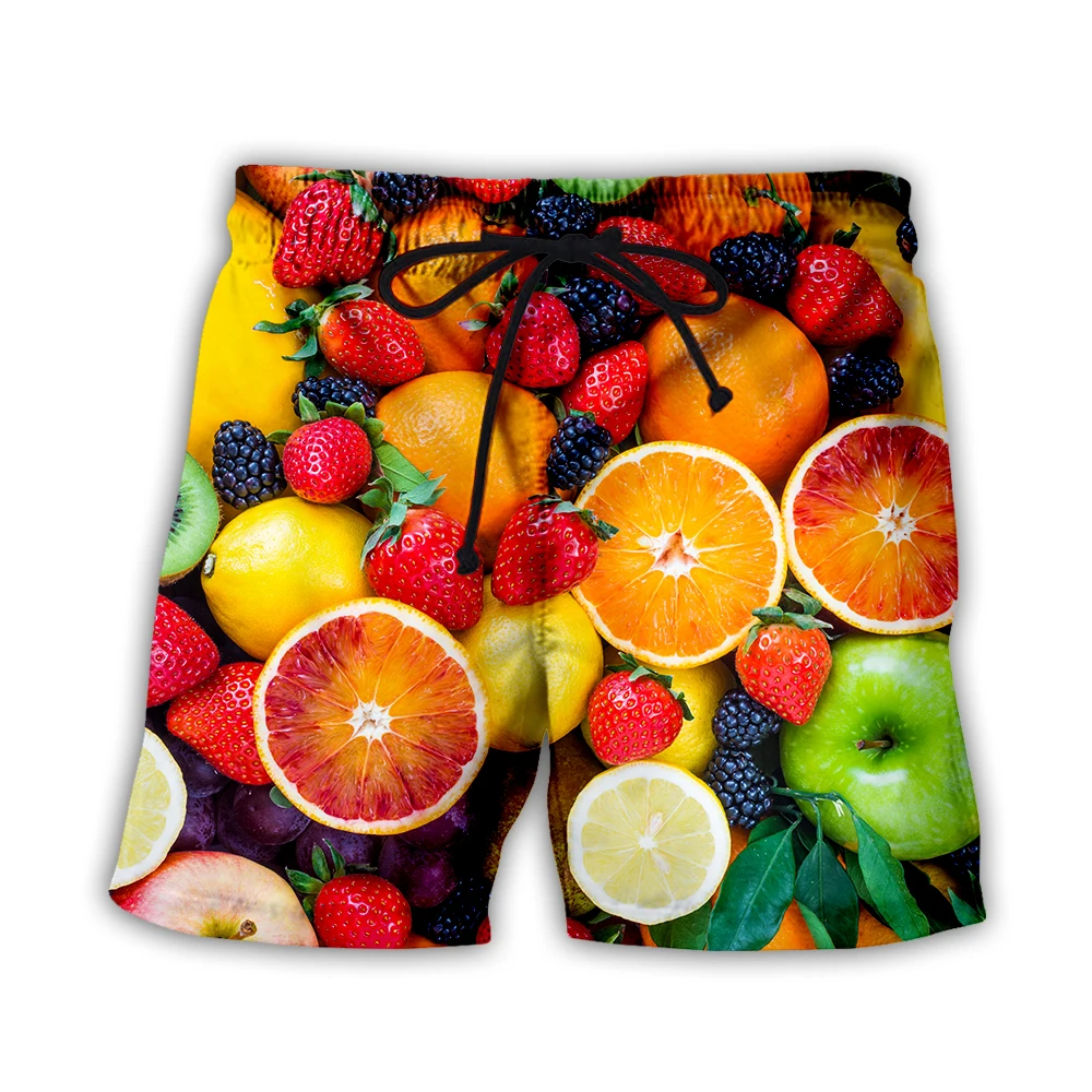 Summer Fun Fruit Shorts 3D Printed Men's Casual Fashion Beach Shorts Casual Summer Trunks Hip Hop Short Pants Streetwear S-5XL