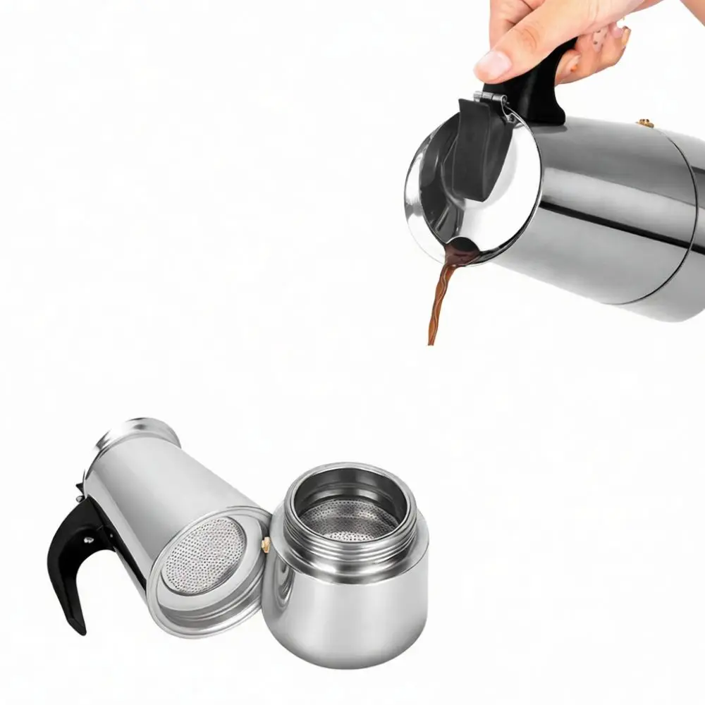 Premium Stainless Steel Moka Pot Stovetop Espresso Maker Classic Percolator Coffee Brewer For Home Kitchen Travel