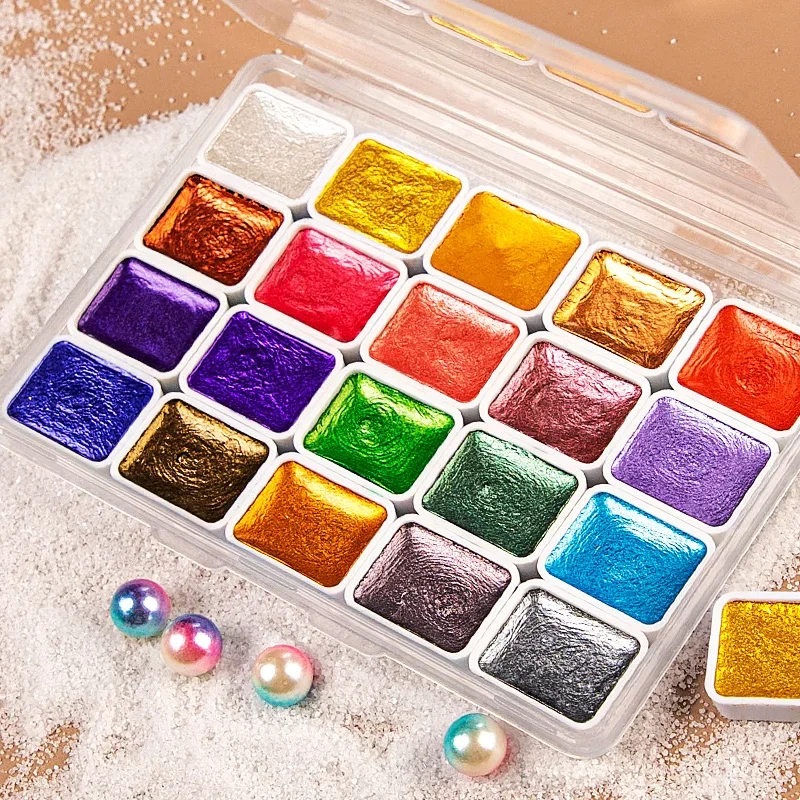 12/20/24/60 Color Gouache Watercolor Paint Portable Solid Matallic Glitter Watercolor Pigment For Painting Art School Supplies