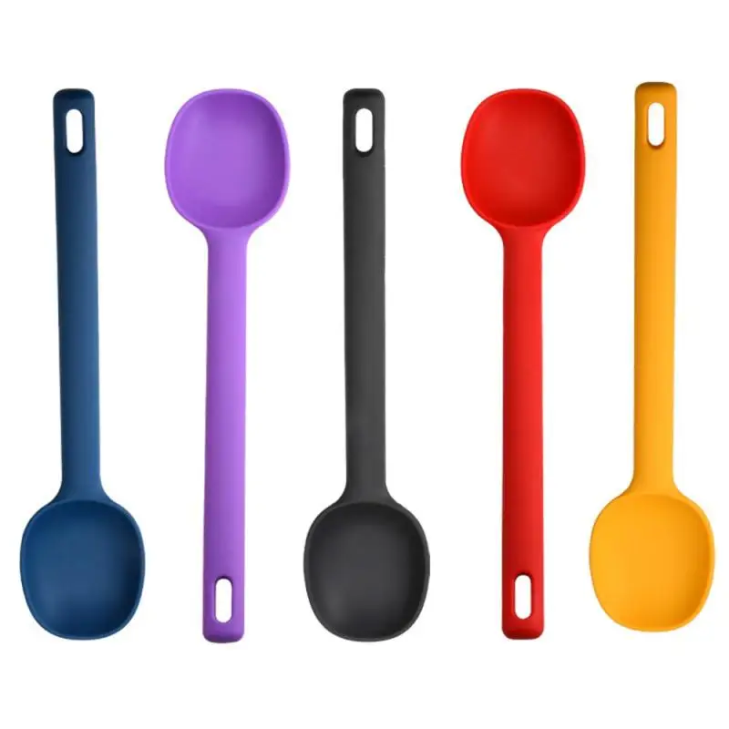 Mixing Spoon Does Not Hurt The Pot Long Handle Black Blue Houseware Silicone Spoon Silicone + Inner Core Material Spoon Red