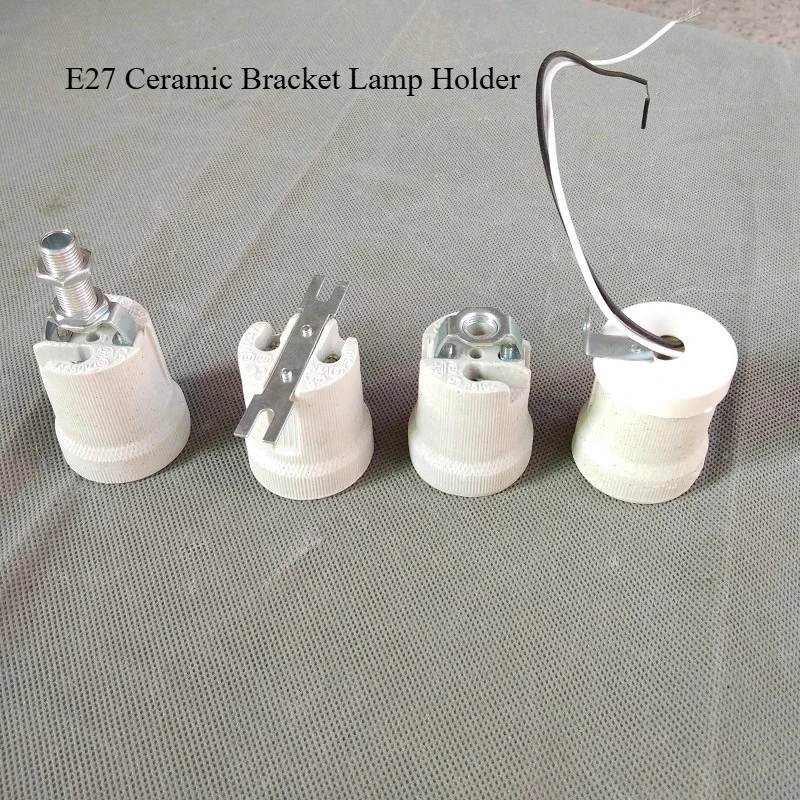 

5PCS E27 Screw Ceramic Bracket Lamp Holder with Wire High Temperature Resistant Desk/Chandelier/Wall Lamp DIY Lamp Accessories