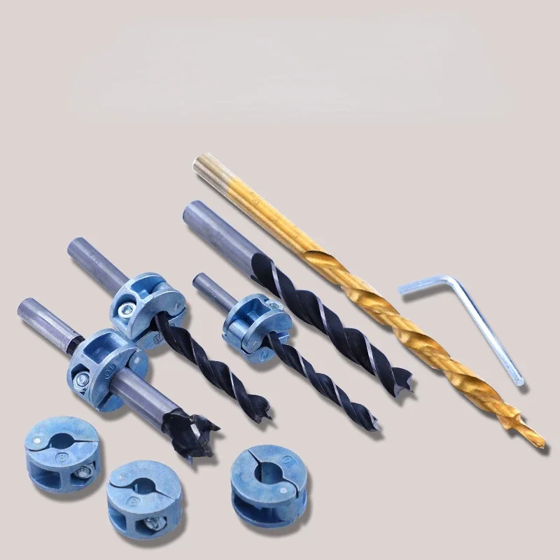 4Pcs Drill Limiter Depth Stop Collars Adjustable Ring Positioner Small Wrench Drill Set 6/8/10mm  Woodworking Drilling Tools