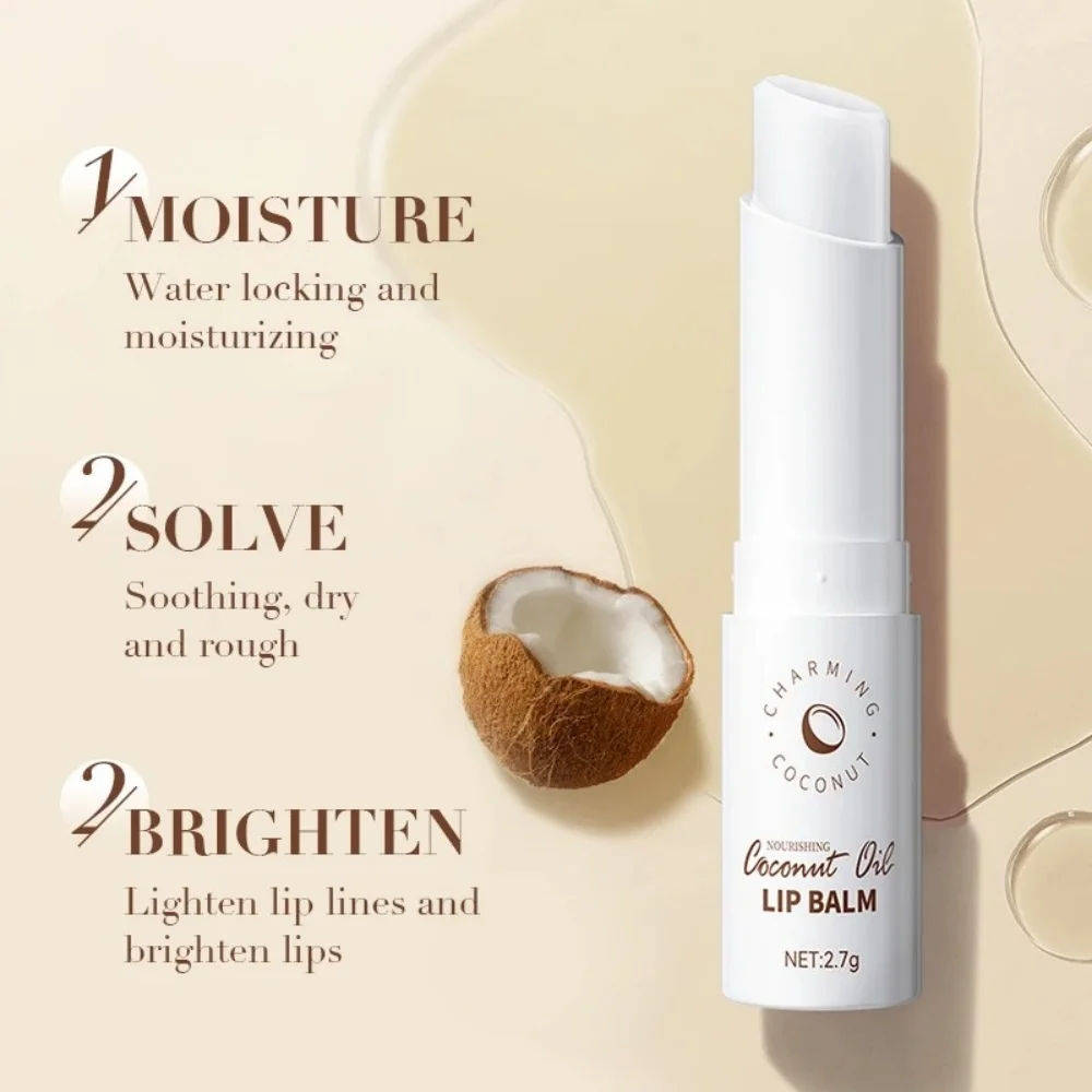 Natural Coconut Lip Balm Long Lasting Nourishing Moisturizing Lip Care Cream Hydrating Dry Cracked Lips Daily Lip Balm Men Women view 3