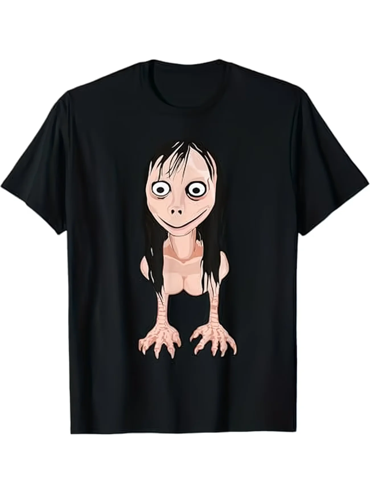 Camiseta gráfica divertida de Momo Horror Face Mother Bird para mujer, camiseta para hombre, ropa de calle informal, moderna, holgada, vintage, Harajuku