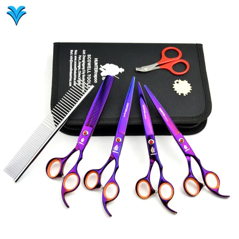 

HT9164 Stainless Steel Pet's Grooming Shears Set 7 Inch Dog Cat Scissors for Pet Beauty Hair