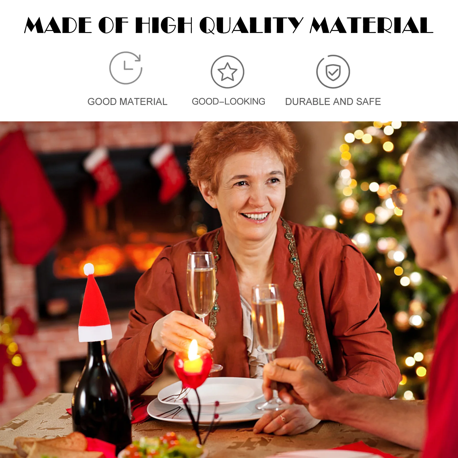 

12 Pcs Christmas Tableware Decoration Fork Organizers Cutlery Hats Cellophane Packaging Bags Mini