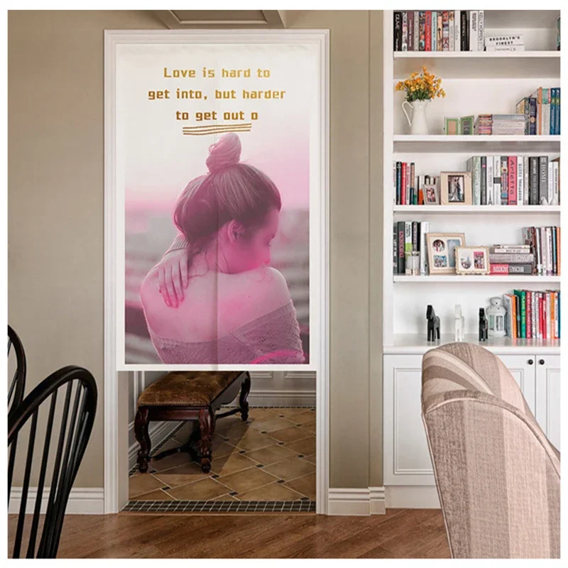 Aesthetic Woman Poster Nordic Door Curtains for Kitchen Door Curtain Linen Noren Bedroom Home Entrance Decor Partition Curtains