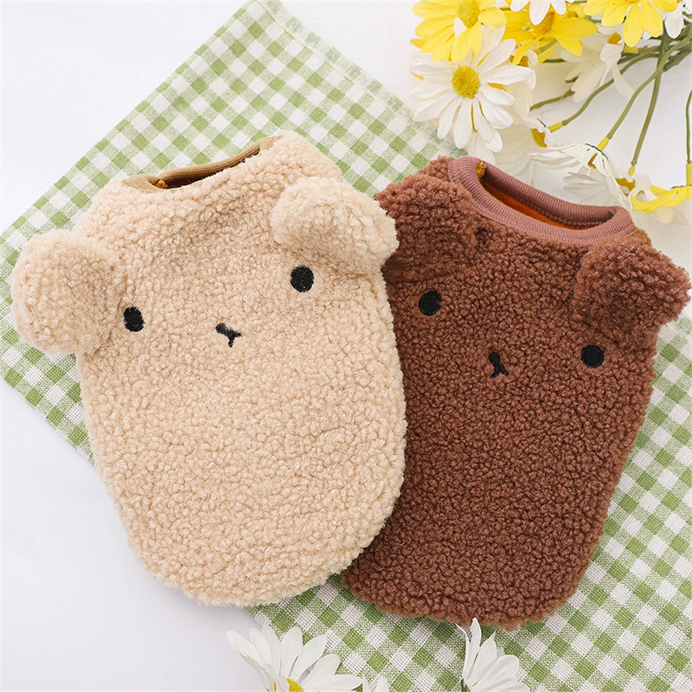 

Winter Warm Pet Dog Pullover Coat Plush Bear Sweater Vest for Small Medium Dogs Cat Cute Teddy Dogs Clothes Thicken Pets Costume