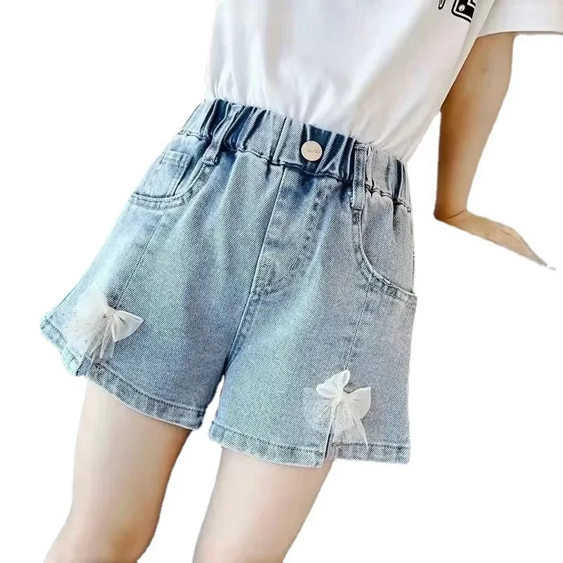 Perfect for Summer Outings New Arrival Adorable Cute and Stylish Girls\' Denim Shorts with Ruffled Hemline