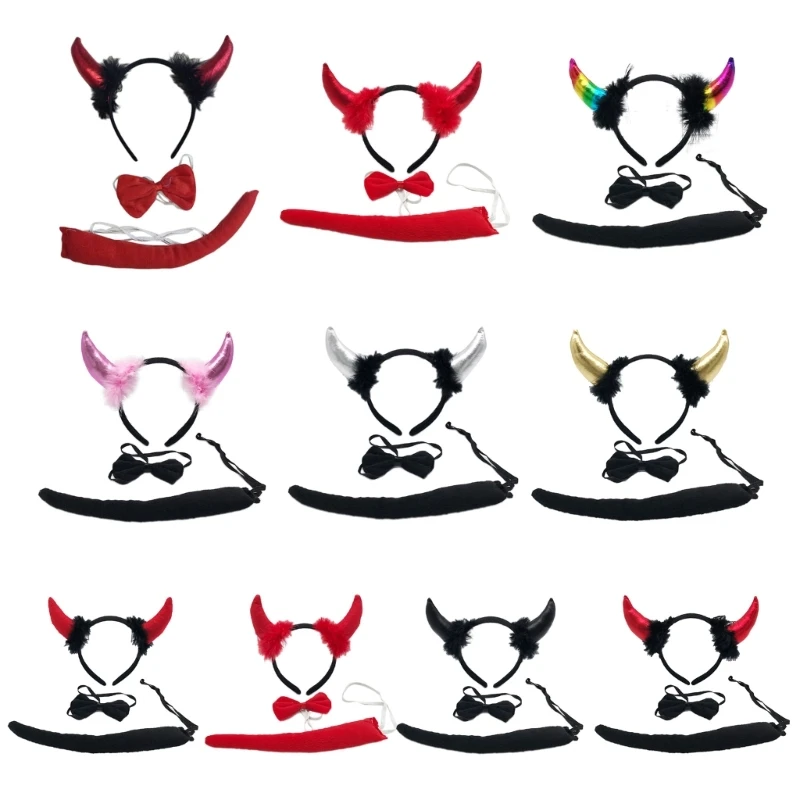 

Women Costume Props Set Funny Costume Accessories Headband Tail Bow Tie for Kids