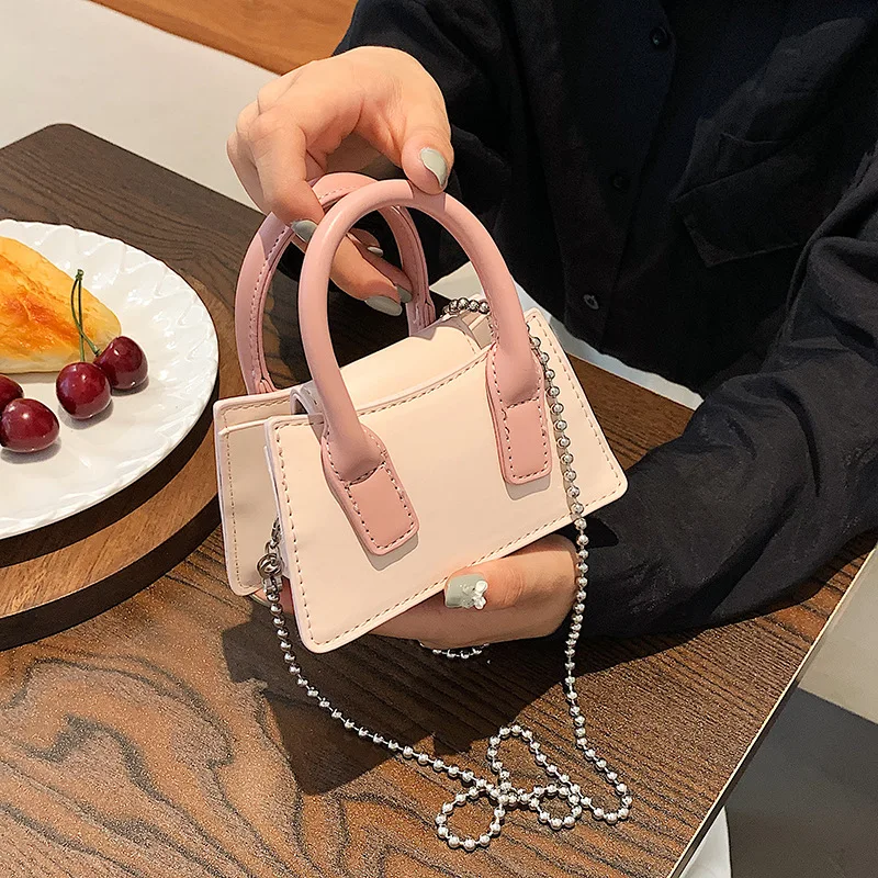 

2025 Spring Summer Mini Bag for Women Trendy Colorblock Shoulder Bag Fashion Crossbody Chain Purse Cute Small Handbag