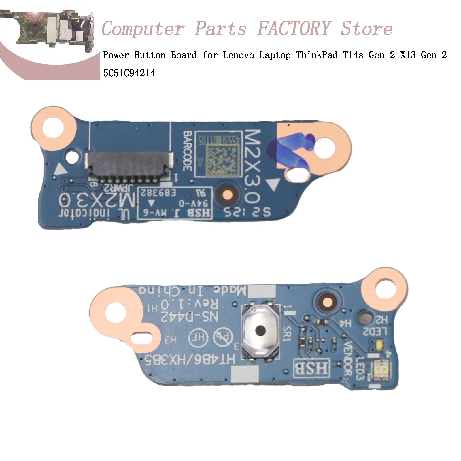 Power Button Board for Lenovo Laptop ThinkPad T14s Gen 2 X13 Gen 2 5C51C94214