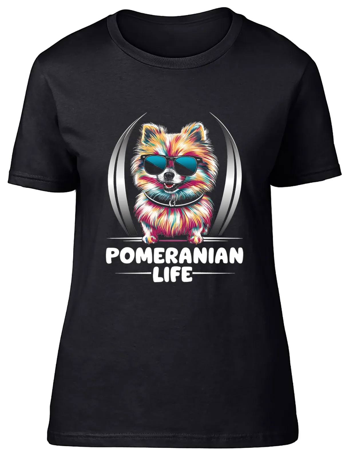 Pomeranian Life Pet Dog in Sunglasses Womens T-Shirt Ladies Gift Tee