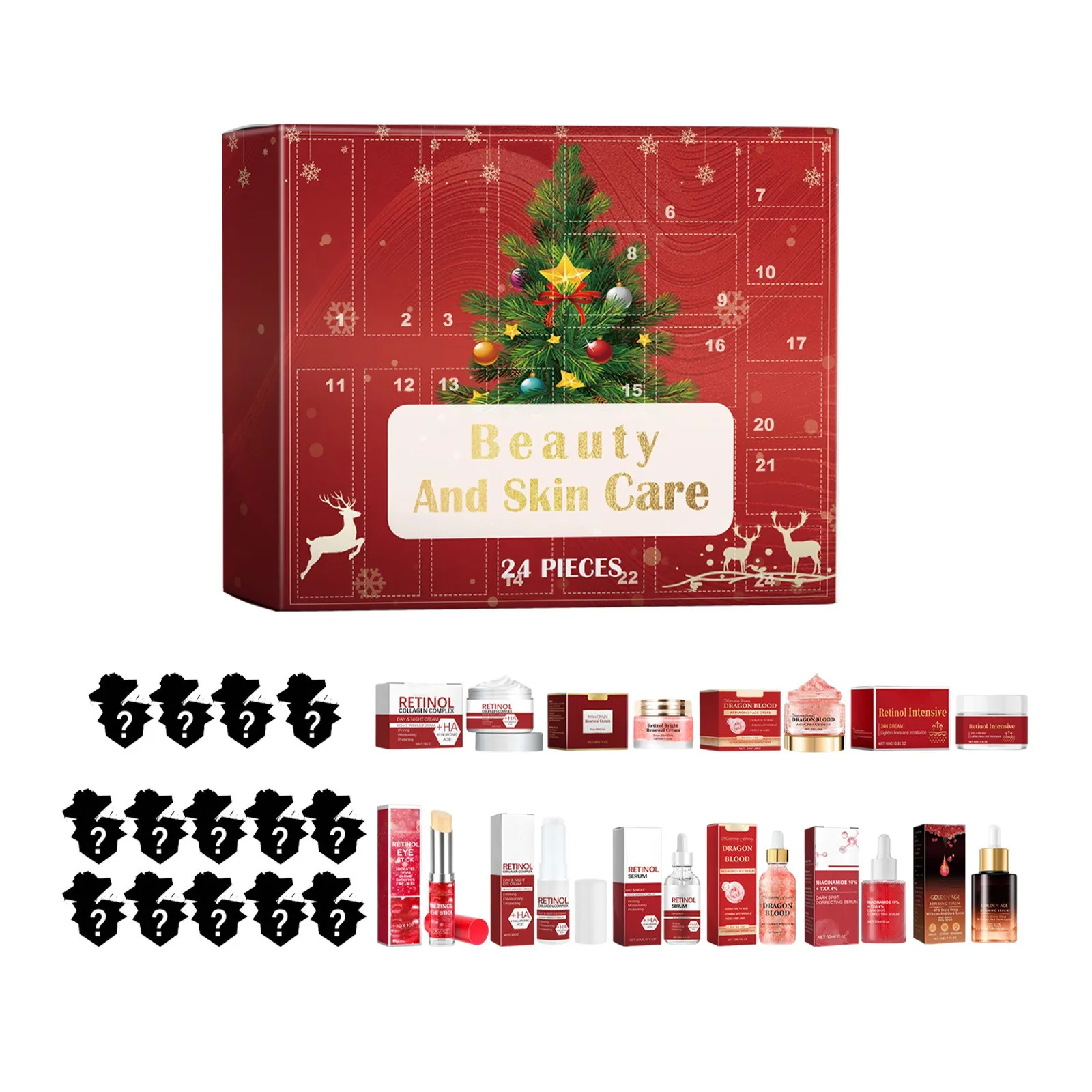 Girls Makeup Advent Calendar Surprise Blind Box 24pcs Skin Care Products Gift Box Christmas Countdown Calendar Beauty Care Set