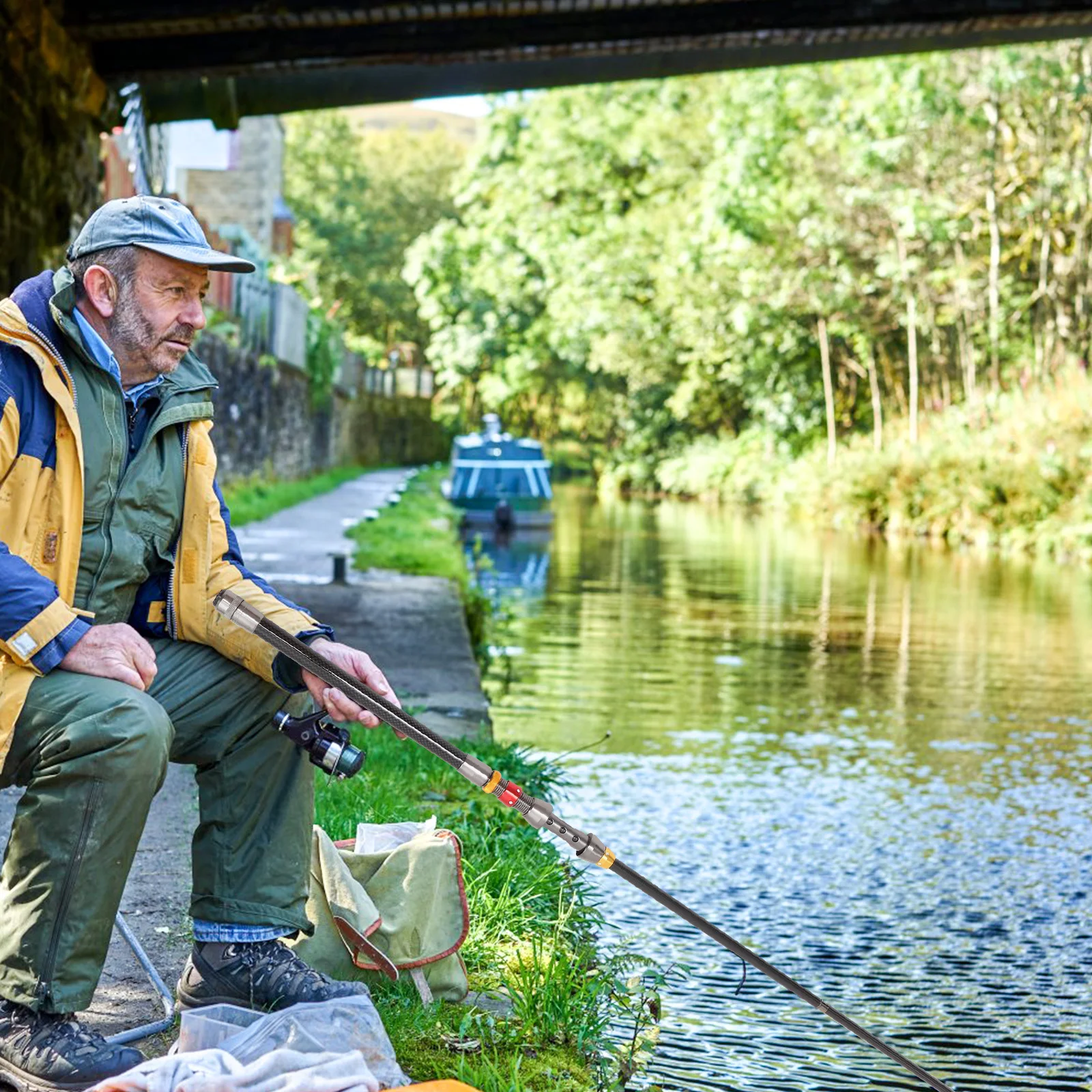 

1.8m Telescopic Fishing Rod Retractable Design Sturdy Long Lasting Magnetizing Metal Ring Easy Treading Perfect Gift Fishers