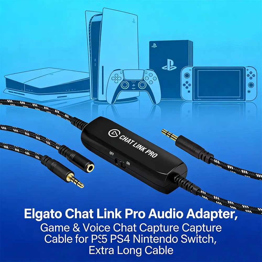 Adaptateur audio Elgato Chat Link Pro, c�ble de capture de chat et de voix pour PS5 PS4 Nintendo Switch, c�ble extra long