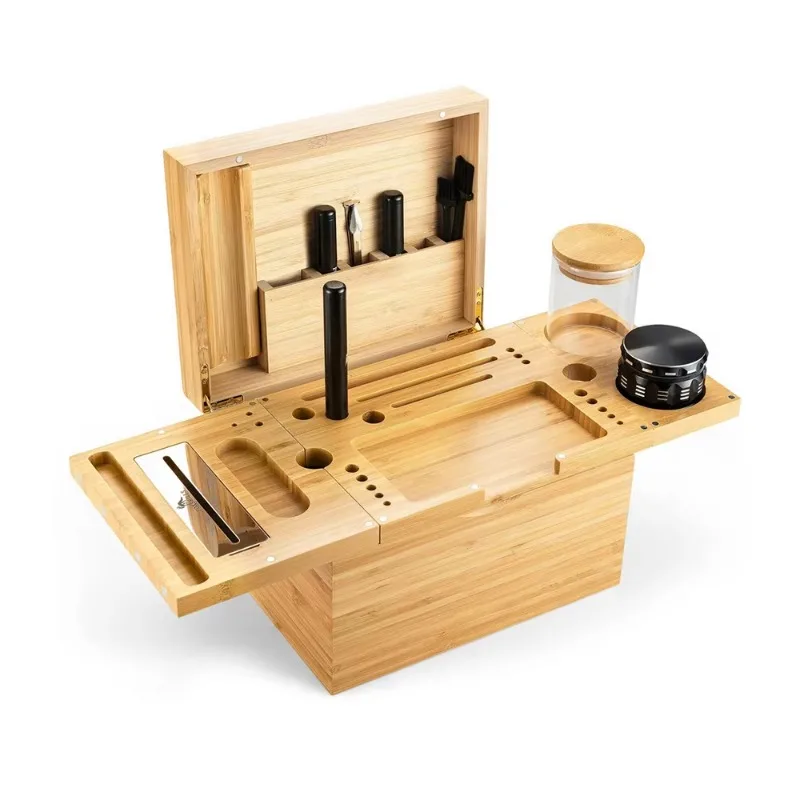 

Hinged cover oversized foldable reel wooden storage box bamboo box