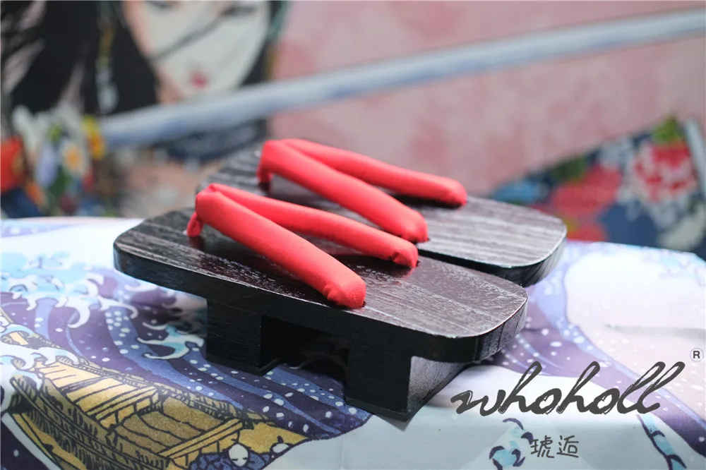 Schwarz Farbe Holz Geta Flip-Flops Mann Frauen Hausschuhe Japanischen Anime Coplay Kostüme Zwei-zähne Dicken Plattform Holz Clogs schuhe – Detail 17