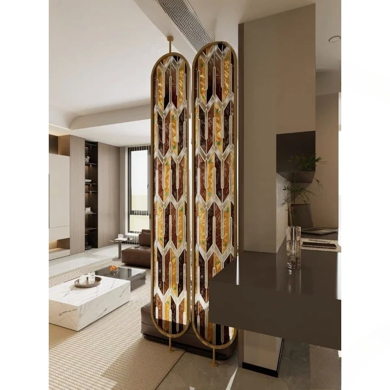 Enamel Art Glass Screen Living Room Entrance Door Partition Wall Bedroom American European French Style