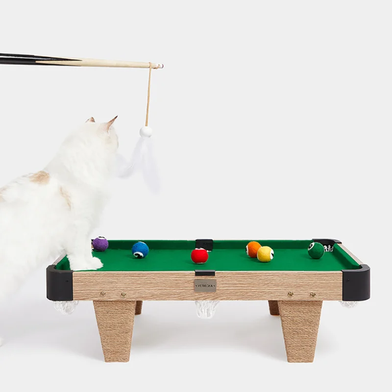 Billiard table shaped cat scratching board tease cat toy set kitten scratching grinding claws interactive exercise toy with ball