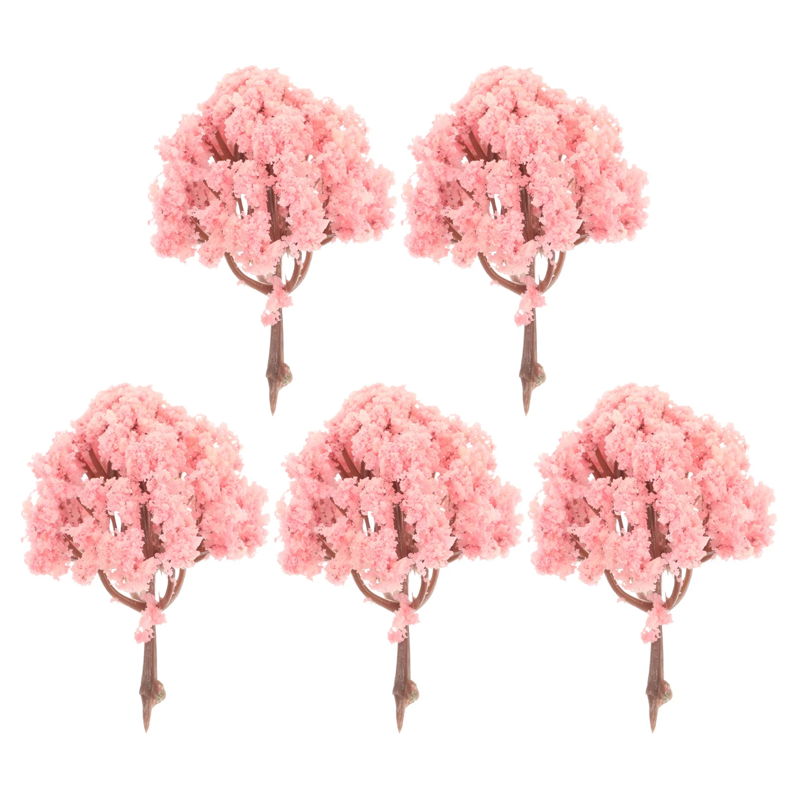 

5pcs Mini Cherry Blossom Tree Sand Table Landscape Decor Artificial Trees For Train Scene Simulation Bonsai Ornament