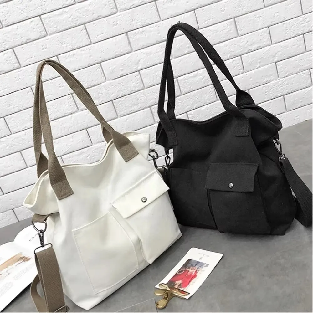 New Canvas Memorial Black Handbag Large Capacity Black Shoulder Bag Tote Bag Women's