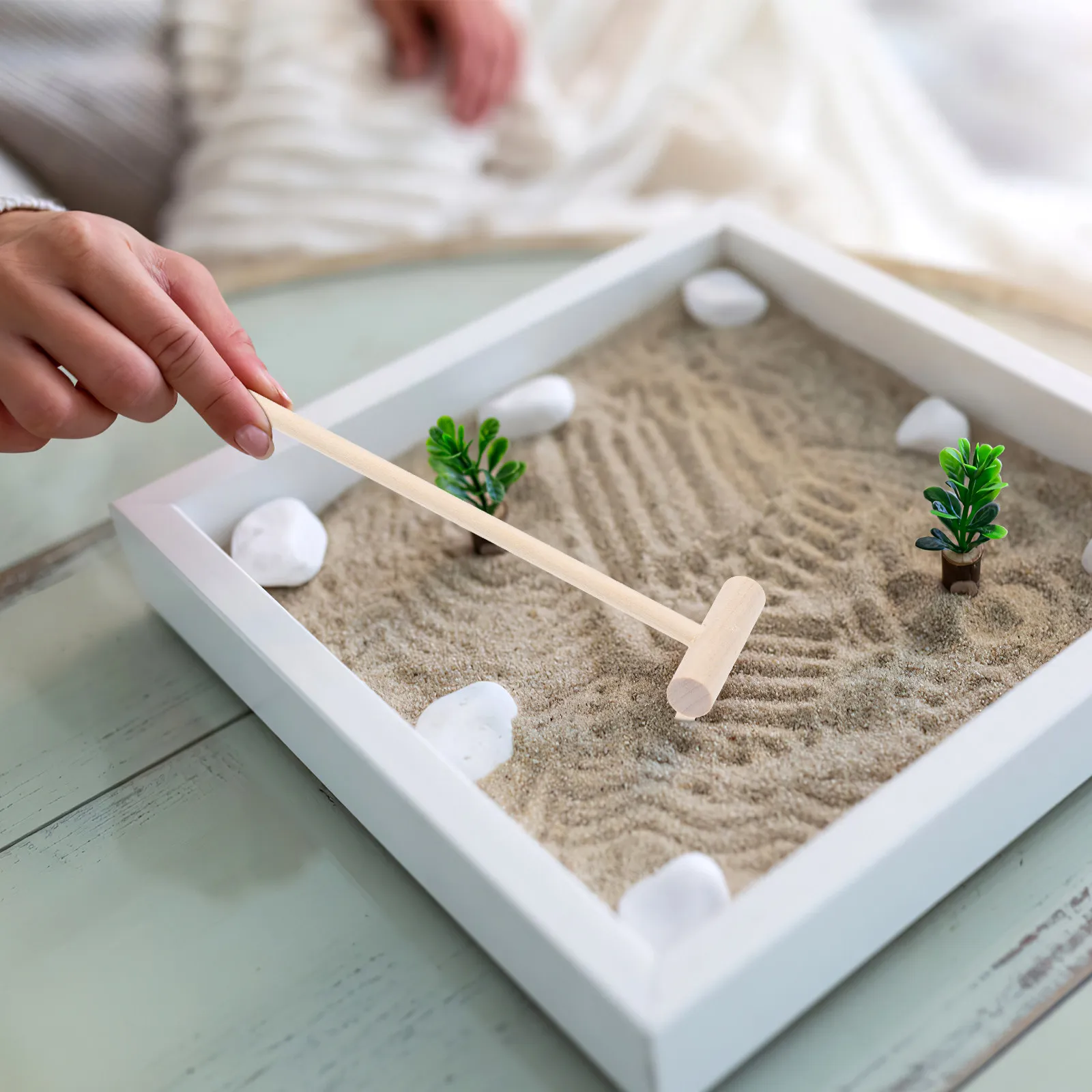 Mini Zen Garden Rake Set – Wooden Sand Raking Tool for Stress Relief & Desk Decoration