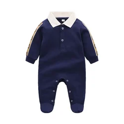 New summe fashion letter Style Mattresses baby boy clothes White pink Long sleeve cotton Brand newborn baby girls Romper