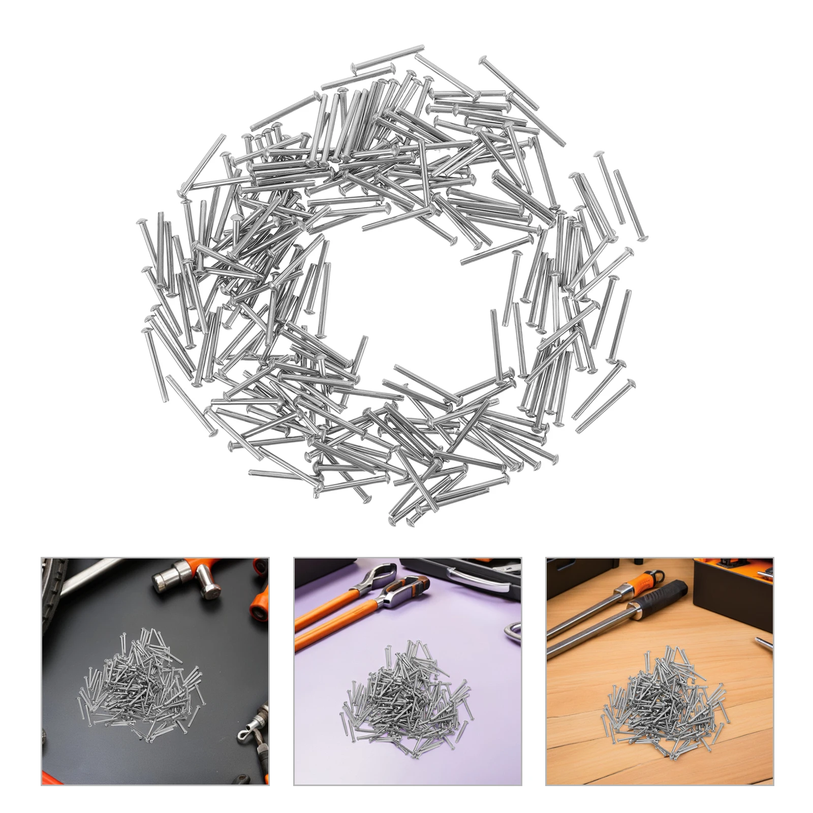 

200pcs Solid Rivets Stainless Steel Dome Head For Leathercraft Wood Metal Diy Projects Fastener Repair Rivet Kit Metal Rivets