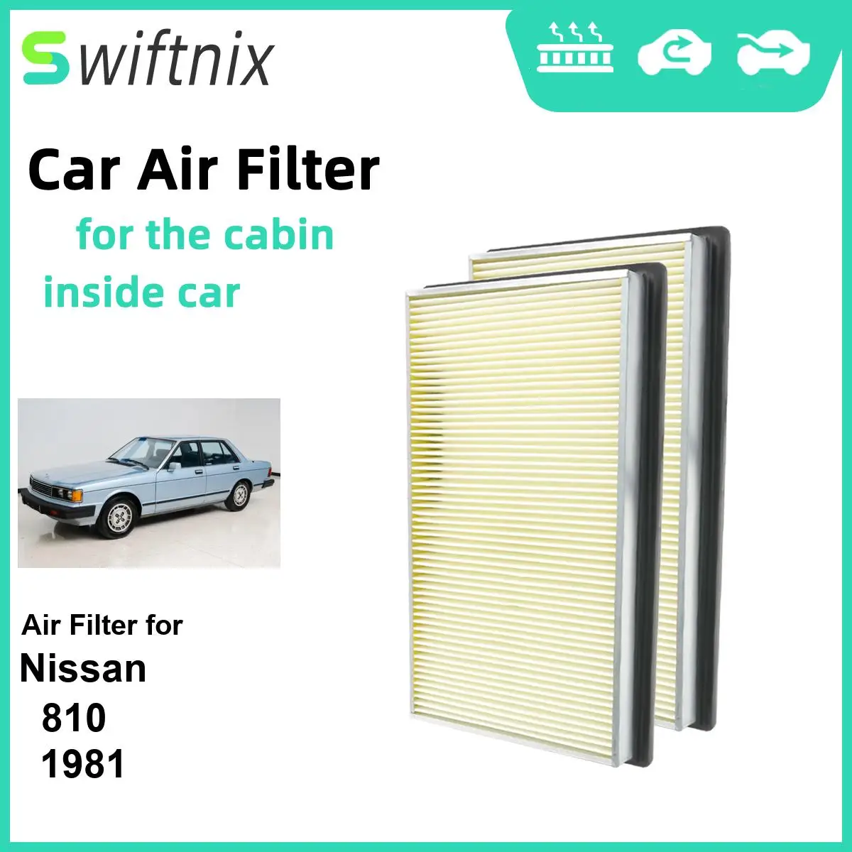 2PCS EngineAir Filter Calm Carbon Fiilter Cabin for Nissan 810 1981 CA4309 25043775 16546-0Z000 16546-70J10