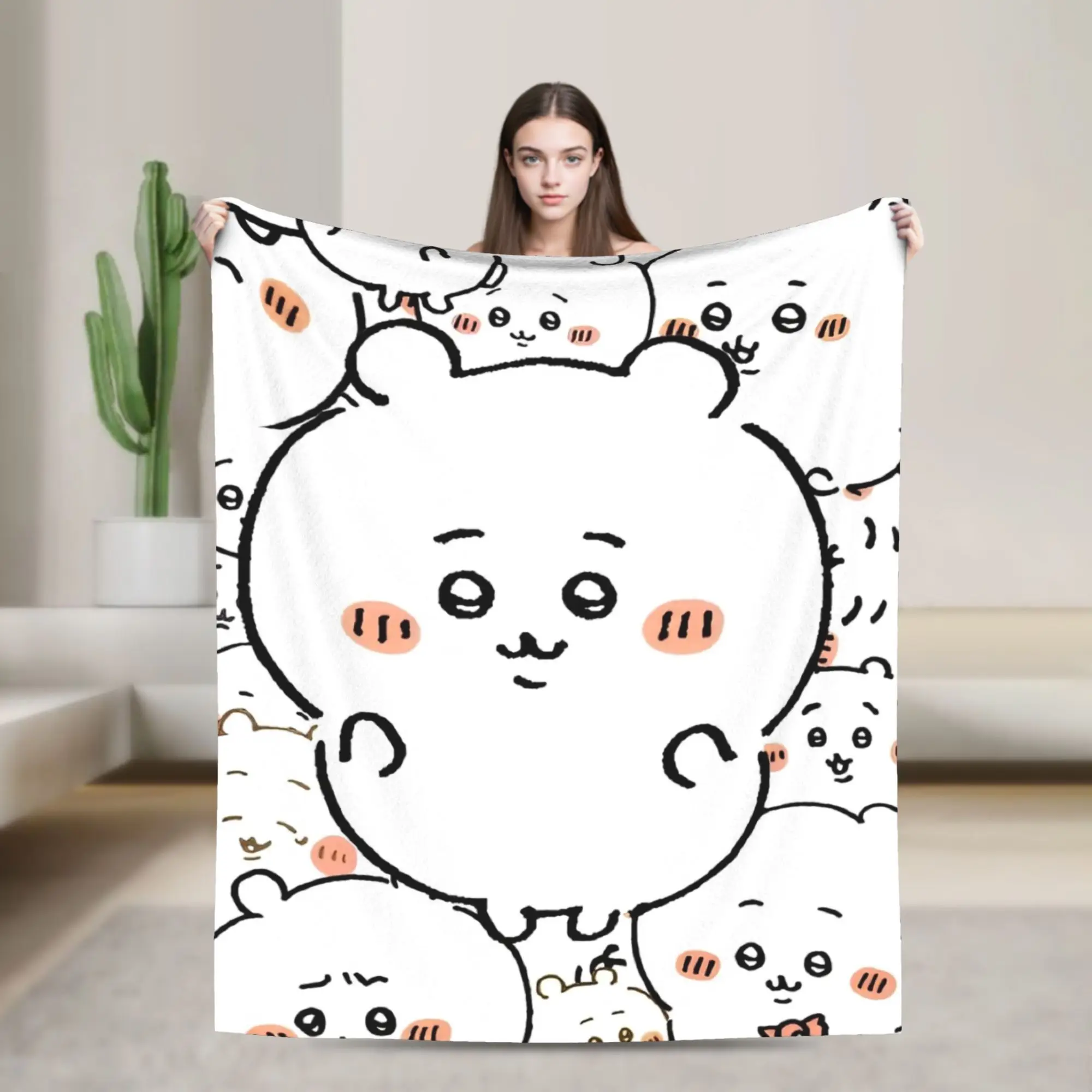 

C-Chiikawaa Catoon Flannel Blankets Novelty Throw Blankets for Bed Sofa Couch 125*100cm Quilt,