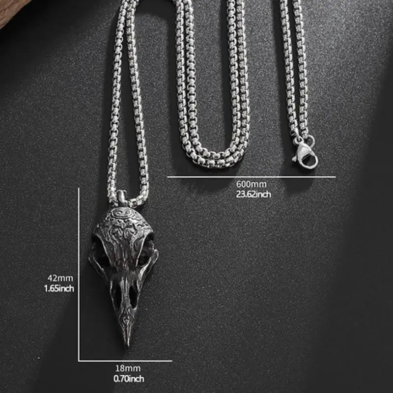 1Pc Retro Nordic Style Crow Skull Pendant Animal Bird Necklace For Men Personalized Jewelry Lucky  Gift.