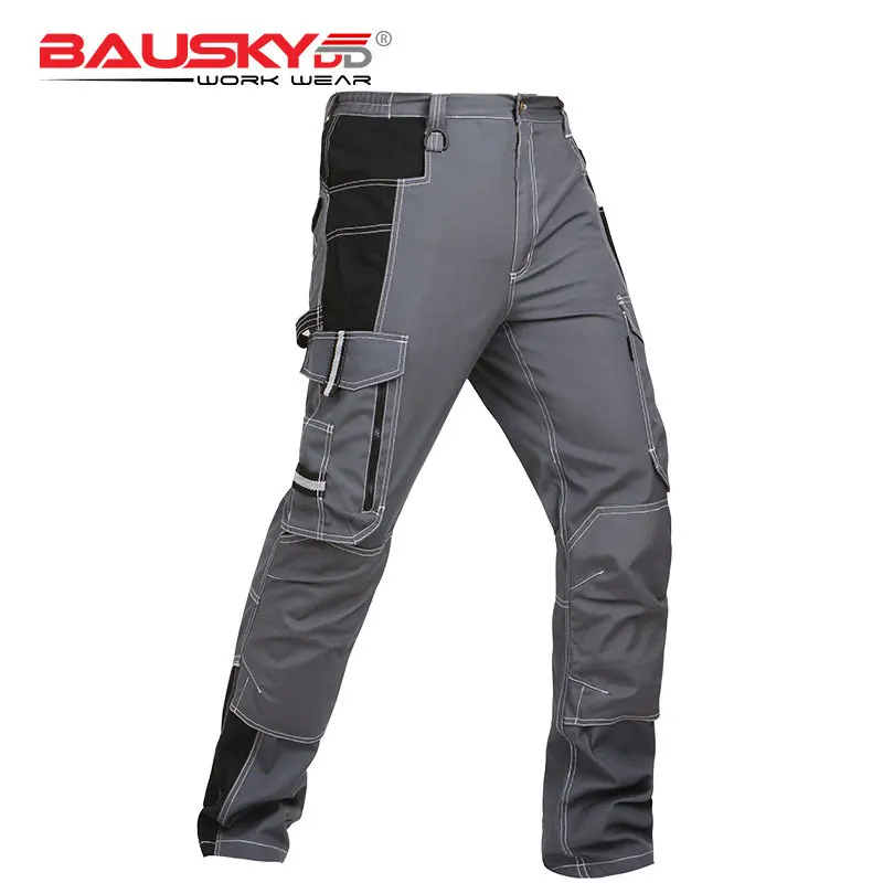 Bauskydd Construction Work Pants Men Hi Vis Workwear Cargo Pants Man Multi Pocket Trousers Safari Style