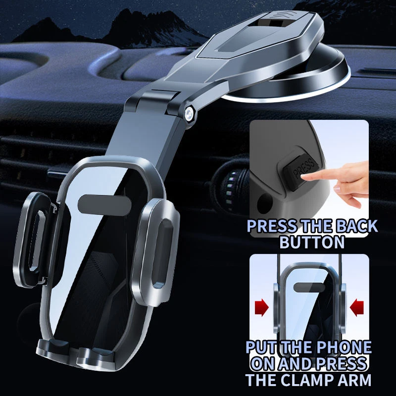 الثناء 2025 360 °   حامل هاتف محمول للسيارة من جنرال موتورز، كوب شفط زجاجي، حامل هاتف محمول للوحة القيادة التليسكوبية