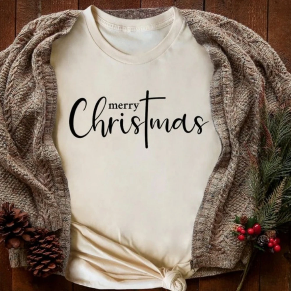 

Христианская рождественская футболка Merry Christ Mas, Рождественская рубашка с Иисусом, Рождественская рубашка, рождественские топы, феминистская рубашка Harajuku Ropa De Mujer