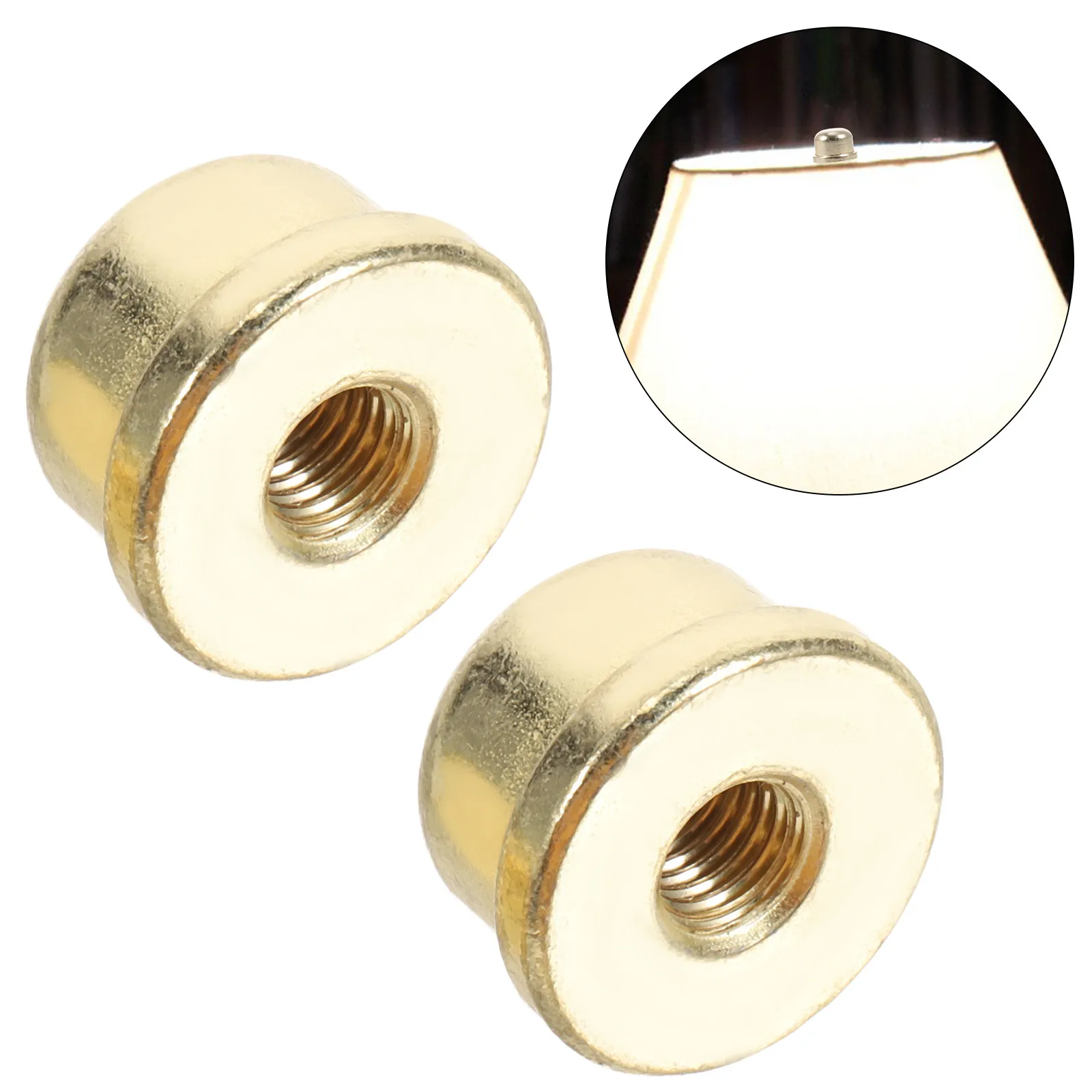 2Pcs Lamp Accessories Decorative Brass Finial Caps for Table Floor Lamps Lamp Shade Harp Holder Replacement Screw Topper