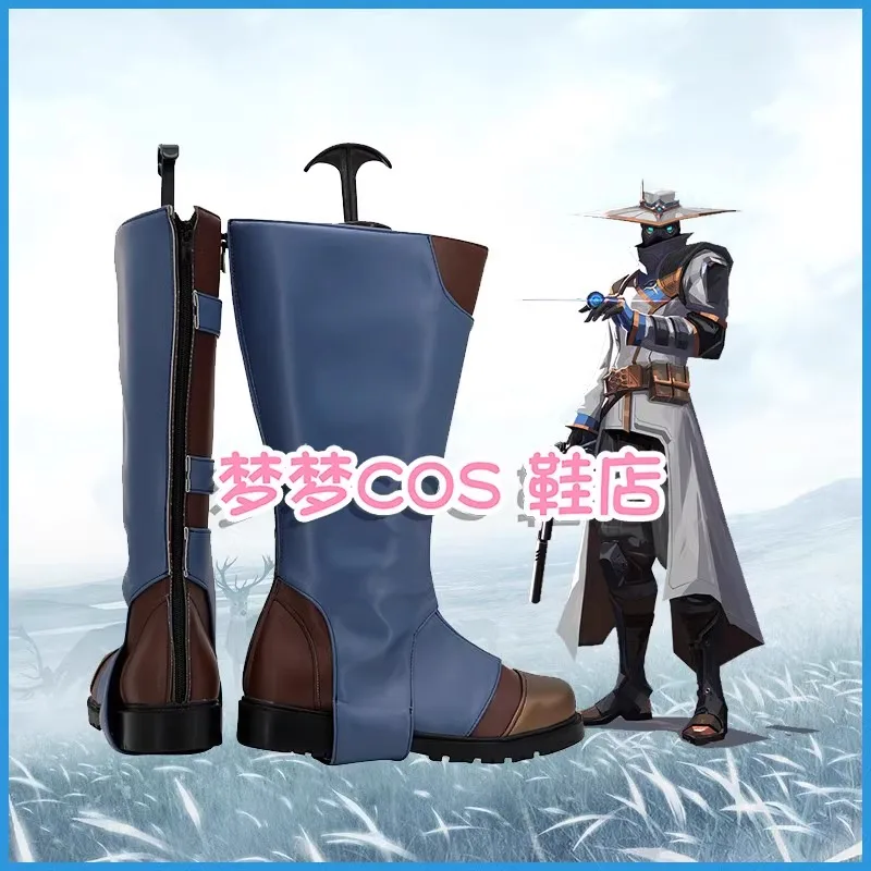 Giochi Valorant Cypher Scarpe cosplay Stivali fatti a mano in ecopelle