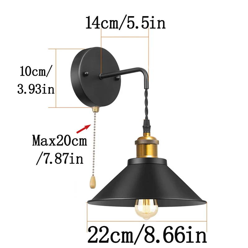 Vintage Wall Lamp with Plug Switch Industrial Loft Decoration Sconce Light for Restaurants Bathroom Dining Room Indoor Lighting