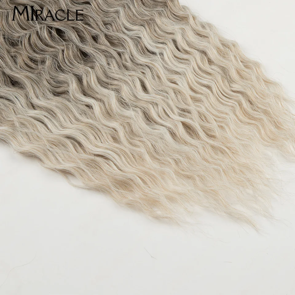 MIRACLE-ganchillo sintético para mujer, pelo falso rizado de fibra de 22 pulgadas, 300g, suave, resistente al calor, color rubio y rosa